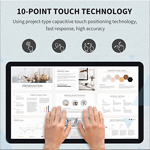 27 inch Capacitive Multi-Touch Screen Industrial Monitor, 16:9 Display 1920 x 1080P, Built-in Speakers, VGA, DVI & HDMI Monitor for PC, POS, Small Business, Restaurant - size: 27-inch