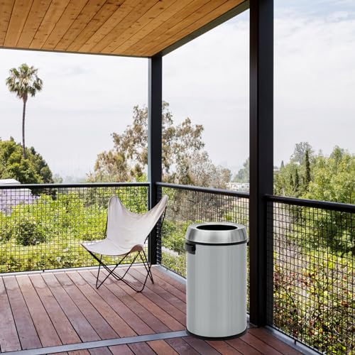 Takywep 17 Gallon/65 Liter Round Open Top Trash Can, Commercial Grade Heavy Gauge Trash Bin, Stainless Steel Garbage Can, Perfect for Kitchen, Office, School, Restaurant, Silver - color: Silver Open Top