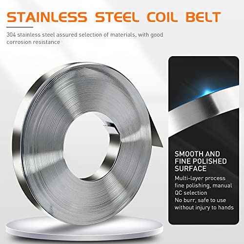 BAUSATZ Packaging Strapping Kit - Stainless Steel Banding Coil (3/4" x 100ft x 0.03") & Ear-Lokt Buckles (100pcs) - Silver - Industrial, Construction, Outdoor