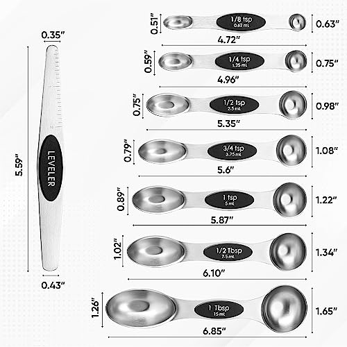 Spring Chef Magnetic Measuring Cups & Spoons Set of 15 with Levelers, Black - color: Black