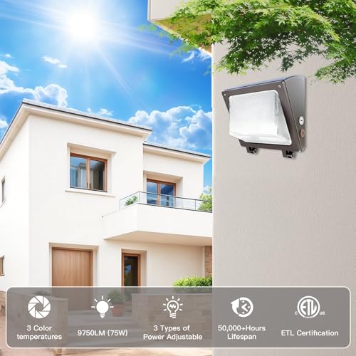 JTT 6Pack 75W/60W/45W LED Wall Pack Lights, Dusk to Dawn with Photocell,ETL