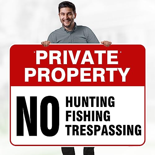 Private Property No Fishing No Hunting No Trespassing Sign, 36x48 Inches, - size: 36x48 - DiBound