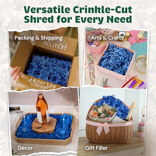 40LB Blue Crinkle Paper Filler, Gift Wrap, USA Made - color: Blue, size: 40 LB