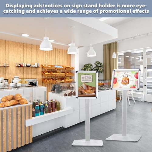 8.5x11in Floor Sign Stand, Heavy Duty Sign Holder, Silver, 3 Pack