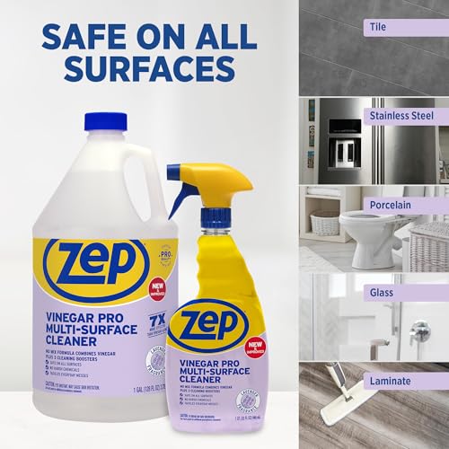 Zep All-Purpose Cleaner With Vinegar - 1 Gallon (Case of 4) R48410 - Gentle for Everyday Use - size: 128 Fl Oz (Pack of 4)