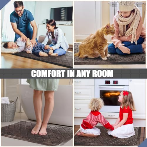 Cushioned Anti Fatigue Mats, Heavy Duty Non-Skid Floor Mats - 1/2 Inch Thick Ergonomic Comfort Foam, Brown - color: Stylish Brown