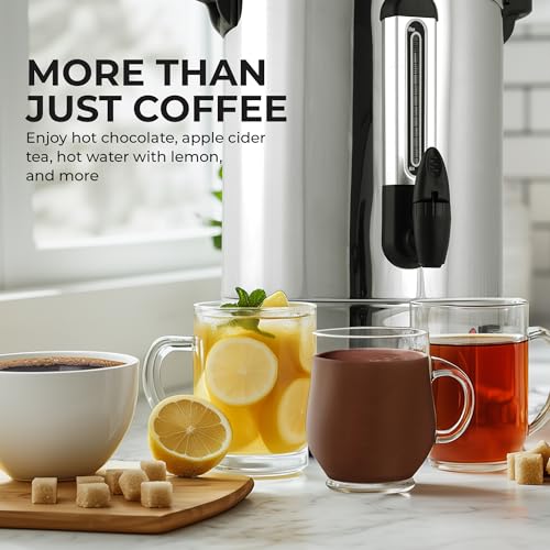 Zulay Kitchen 50 Cup Coffee Urn Commercial Coffee Maker, Hot Water Urn - Large Coffee Maker With Double-Wall Stainless Steel, Quick Brew, Stays Hot for Tea & Beverage at Events & Catering - Silver - color: Silver, size: 50 Cup