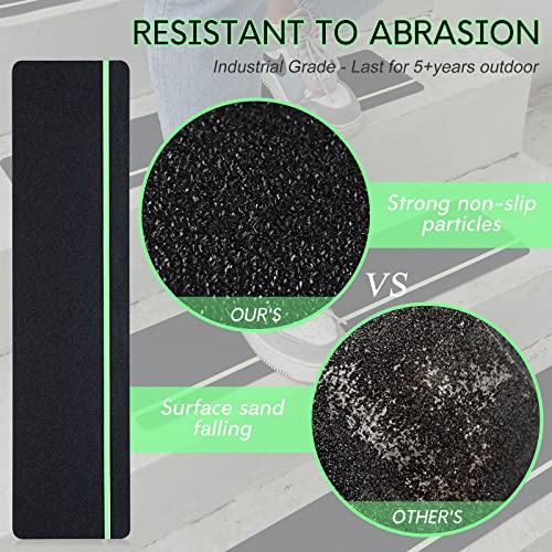 S&X Outdoor Stair Treads Non-Slip 6x24in, 5-Pack, Glow-in-Dark - color: Glow-in-the-Dark/Black, size: 6" x 24"