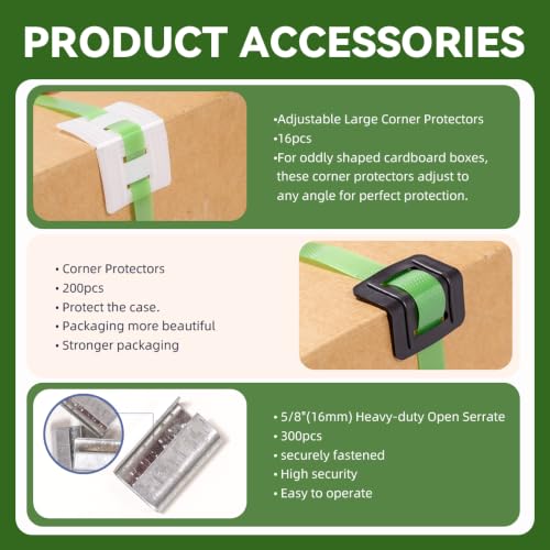 Banding Strapping Kit with 5/8" x2100 ft Polyester Band PET Strapping Roll - color: Green, size: PET-kit 5/8"x2100'(Not Included Tools)