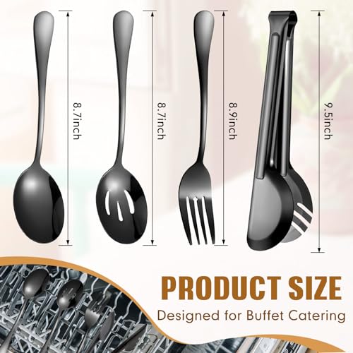 Patelai 15 Pieces Black Serving Utensil Set, Stainless Steel Buffet - color: Black