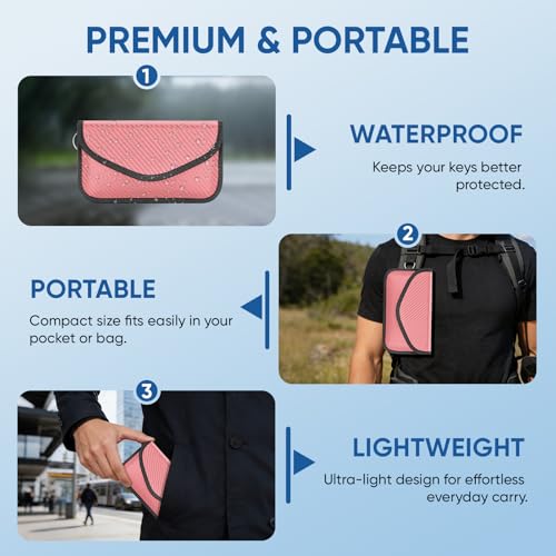 TICONN 2PK Faraday Bag for Car Key Fob, Anti-Theft NFC RFID Blocking Pouch - color: Pink, size: Large
