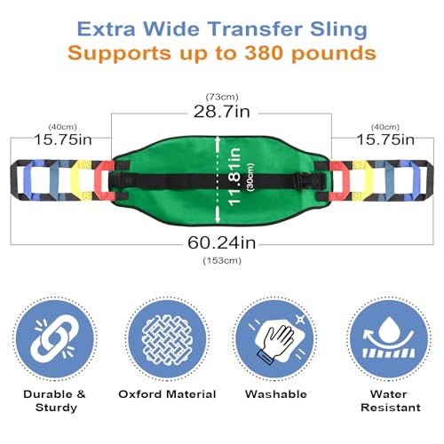 Transfer Sling, Transfer Belt for Elderly, Gait Belts for Seniors - color: Green 1