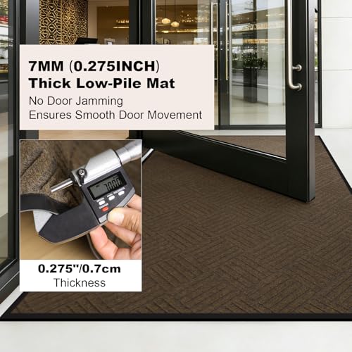 3' x 10' Commercial Heavy Duty Entryway Rug, Industrial Non-Slip Door Mat for Business Entrances&Garages, Waterproof Walk-Off Mat with Rubber Backing, Utility Rug for High Traffic Indoor/Outdoor Use - color: Coffee Brown, size: 120"L x 36"W x 0.3"Th