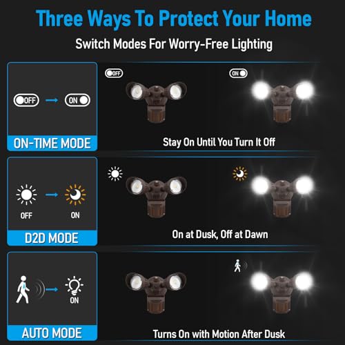 LEONLITE Motion Sensor Security Lights Dusk to Dawn IP65 5000K Bronze - color: Bronze (5000K)