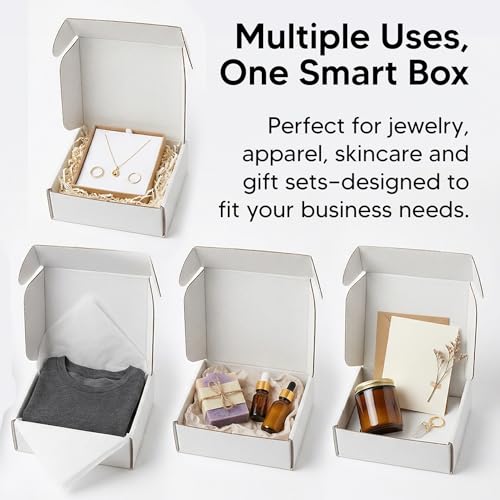Mailer Boxes Bulk Sale 50 PCS – Shipping Cartons for Small Business - 12x9x4 - White/White - 50 Pack - size: 12x9x4