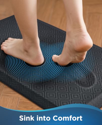 Ophanie Kitchen Mats for Floor, 1/2 inch Thick, 20x32 Anti Fatigue Cushioned Mat,Kitchen Rugs,Waterproof,Comfort Ergonomic Standing Mat for Office,Home,Sink with 99+ Pairs of Anti-Slip Bottom Ridges - color: Black, size: 20"L x 32"W x 0.5"Th