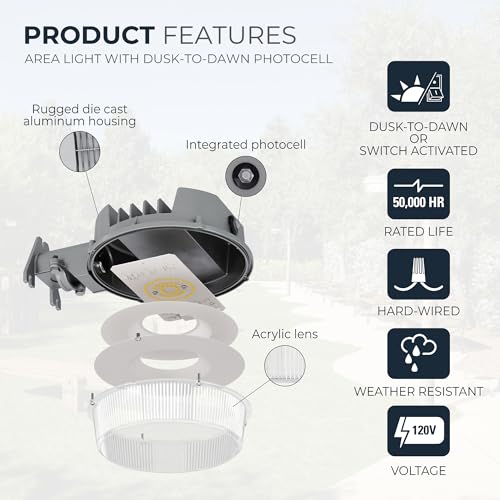 HALO ALB LED Area Light, 2000 Lumens, Dusk-to-Dawn, Gray - size: 2000 Lumens