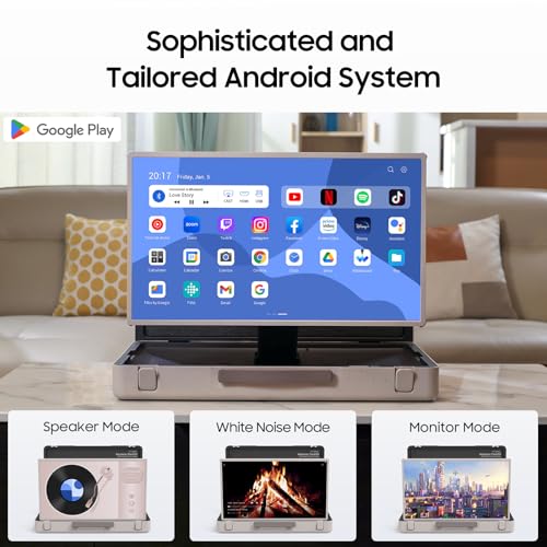 apolosign packgo 27-Inch Portable Entertainment System, Compact Suitcase Design Smart TV, Android OS, Bluetooth 3D Speakers, Built-in Battery 6H, Briefcase Screen Perfect for Travel & Parties (White) - color: White