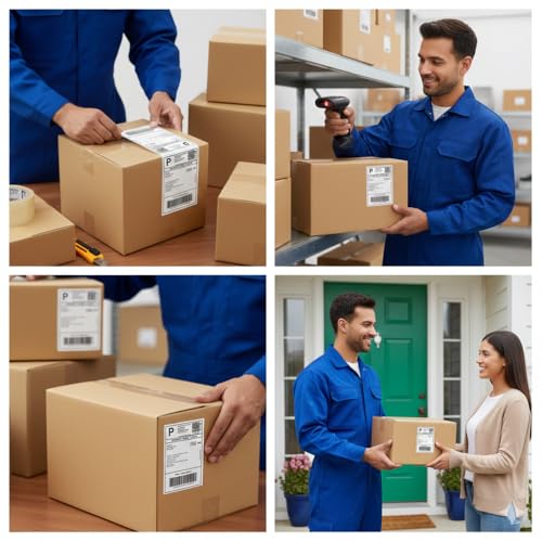 Thermal Shipping Labels 4x6, 500 Sheets Fanfold Direct Thermal Labels, Perforated & Strong Adhesive Mailing Labels Compatible with Rollo, MUNBYN, Nelko, Zebra Printer (Commercial Grade)