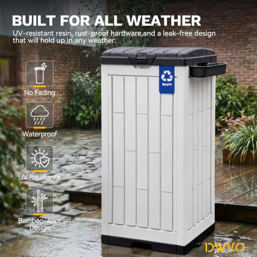 DWVO 38 Gallon Resin Outdoor Trash Can(Black&White) - color: Black&White, size: 38 Gallon