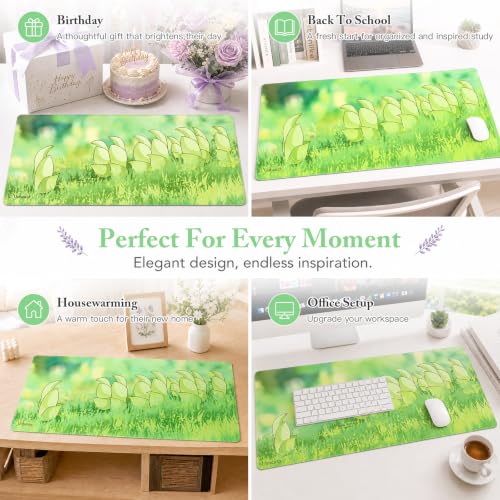 Large Desk Mat Green Meadow Mouse Pad Extended Keyboard Mat 35.4 x 15.7 - color: Greenfield Fresh