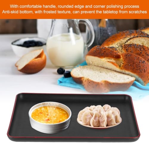 Limen Wood Grain Rectangular Acrylic Serving Tray, Non-Slip Base Rounded Edges Food Carry Platter for Home, Hotel, Restaurant(35 * 25cm/13.8 x 9.8in) - size: 13.8" x 9.8" x 0.8"