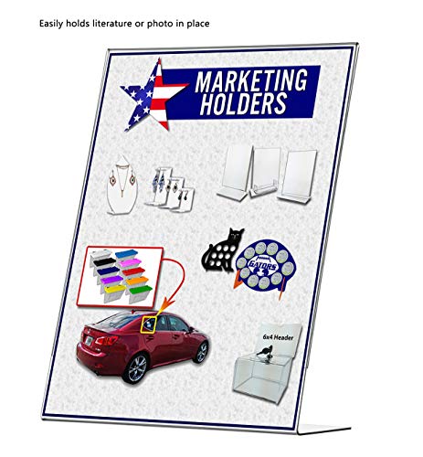 Marketing Holders 2 Pack 11" x 14" Table Tent Sign Holder Side Load Slant Back Clear Acrylic Printed Materials Advertising Drink Specials Display Restaurants Expos Trade Shows Hotel Lobbies - size: 11"w x 14"h