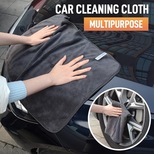 SINLAND Microfiber Car Drying Towels Ultra Absorbent,No Streaks,Scratches, or Water Spots,Wash Cleaning Auto Detailing Towels 380gsm 16inch x 24inch 3Pack Grey - color: Grey, size: 16x24inch 3pack