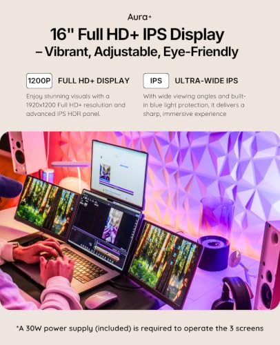 Triple Go 16" Plus | Portable Monitor Extender - size: 3x 16" Full HD+