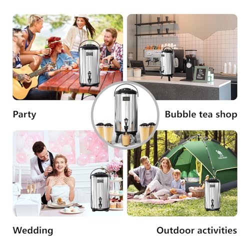 Insulated Beverage Dispenser 3.2 Gallon/12 L, Hot&Cold Water Dispenser with Spigot for Coffee Juice Tea Milk, Stainless Steel Drink Dispenser for Parties Catering Commercial Use Home, Silver - size: 1 Pack