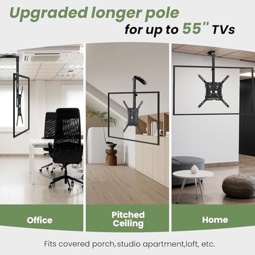 Ceiling TV Mount Flip Down for 23-55'' TV, Manual Drop Down TV Mount