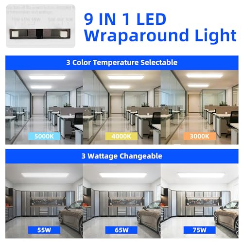 hykolity 4FT LED Wraparound Light with 3 Wattages/3 CCT 55-75W 3000-5000K - size: 7 Inch Width