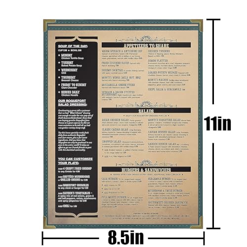 Goodsmart Pajco Style Restaurant Menu Covers – Pack of 10, Side-Loading Menu Holders, Single Stitched Edge, Clear Vinyl Menu Sleeves, Leatherette Trim, Gold Corners, Green, 1 View (8.5" x 11") - color: Green, size: 1 View - 8.5" x 11"