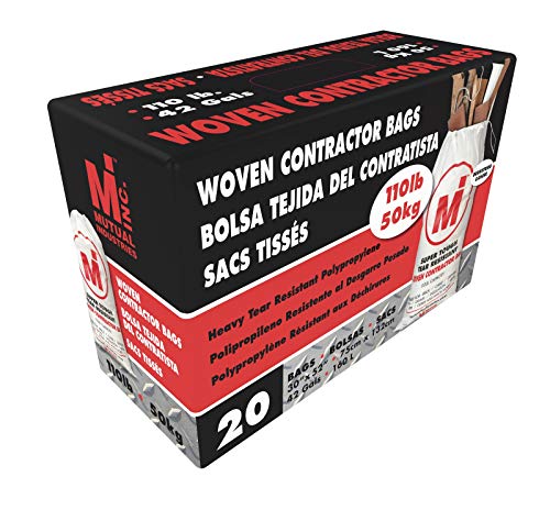 Mutual Industries Heavy Duty Woven Contractor Bag white, "28""x50""" 20 in a box. 110 pound Capacity - size: 1 Count (Pack of 20)