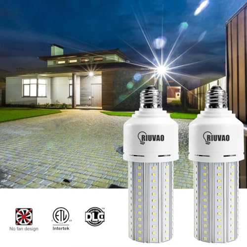 2 Pack Corn Cob LED Light Bulb 600W Equivalent, 60W LED Corn Bulb 7500 Lumen 5000K Large Area Cool Daylight White E26/E27 Medium Base for Garage Backyard Bedroom Warehouse Factory Workshop Street
