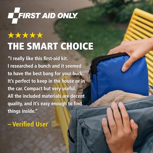 First Aid Only 298 Piece All-Purpose Emergency First Aid Kit for Home, Office, Car, Apartment, Dorm, and Camping, Travel-Friendly Compact Pouch Fits in Backpacks, Suitcases, Cabinets, and Drawers - size: 298 pieces