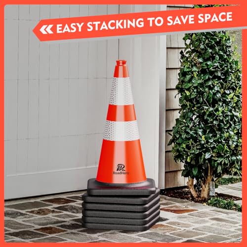 RoadHero Orange Traffic Safety Cones 28 Inch with Weighted Base, 12 Pack - size: 28 INCH