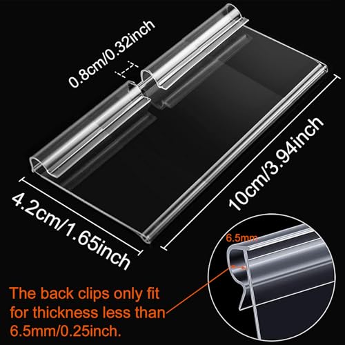 50PCS Basket Bin Labels Clip On,ChanQnTon Clear Plastic Label Holders for Storage Bins, Wire Shelf Price Tags,Merchandise Display Signs,50PCS 10X4CM Paper Inserts Included.(Size:3.94x1.57inch/10x4cm) - size: 10x4.2cm/3.94×1.65 inches