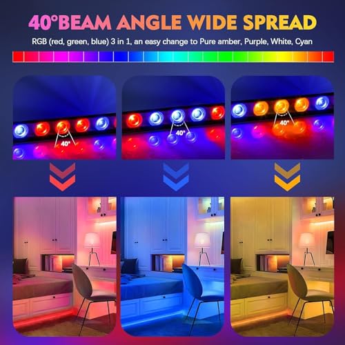 Led Stage Lights Bar,72W 24LEDs RGB Dj Strobe Party Lights Bar 3 in 1 Wall Washer Light Indoor with DMX Control AutoPlay Sound Activated Color Changing for Church Christmas Wedding Dance (1)