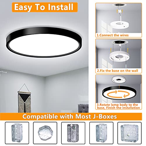 4 Pack Flush Mount LED Ceiling Light Fixtures 9 Inch Light Fixtures Ceiling - color: Black, size: 9Inch-4Pack