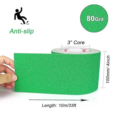 BOMEI PACK Anti Slip Traction Tape,4 Inch x 33 Ft,Heavy Duty Non Slip Tape,Grip Tape for Stairs, Tread Step, Indoor & Outdoor Use,Waterproof Stairs Non Skid Treads (Green) - color: Green