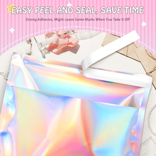 FUNFERY 6.3x9.4in Holographic Mylar Poly Mailers Self Sealing Adhesive Bag - color: Holographic Self Adhesive-50P, size: 6.3x9.4 inch