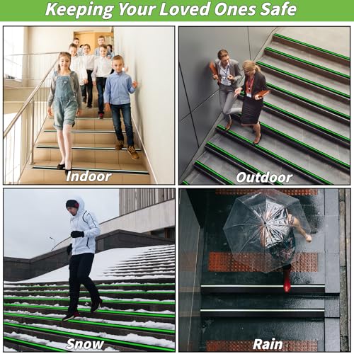 Oleitodh Anti-Slip Traction Tape, 2In x 60Ft, Glow-in-Dark Green Stripe - color: Luminescent, size: 2 in x 60 ft