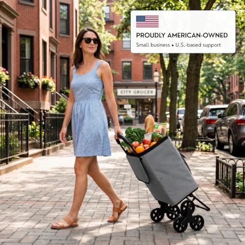 Shopping Cart, Super Loading Stair Climber 220 lbs Capacity, Grocery Foldable Trolley with Extra Large Shopping Bag Laundry Utility Cart with Adjustable Bungee Cord (Gray) - color: Gray