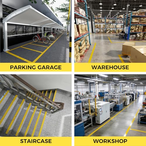 SWRT 2" x 110FT Yellow Floor Marking Tape and Dance Splicing Tape, Caution Gym Floor Tape Warning Safety Stripe Tape for Floor Marking, Athletics, School, Restaurants, Equipment and More