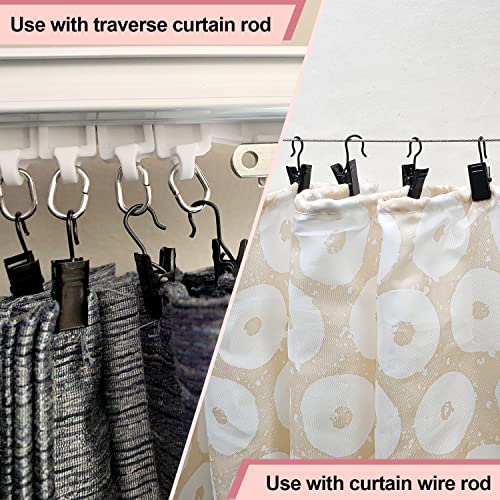 Coideal Small Curtain Clips with Hooks, Stainless Steel, Black, 100 Pack - size: Small