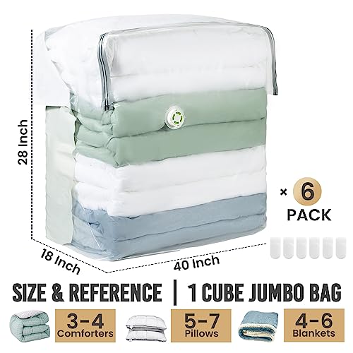 TAILI 6 Pack Vacuum Storage Bags, Extra Large Cube (40x28x18x18 inch),Cream - color: Cream, size: 6 Extra Large