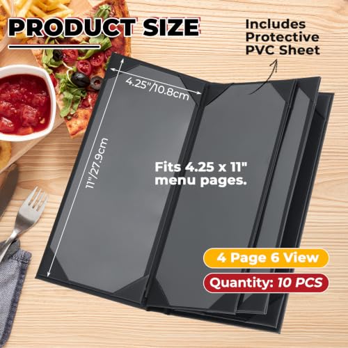 NATGAI 10 Pack 6 View Menu Covers 4.25" x 11" with Clear Protective Sheet - size: 6 View