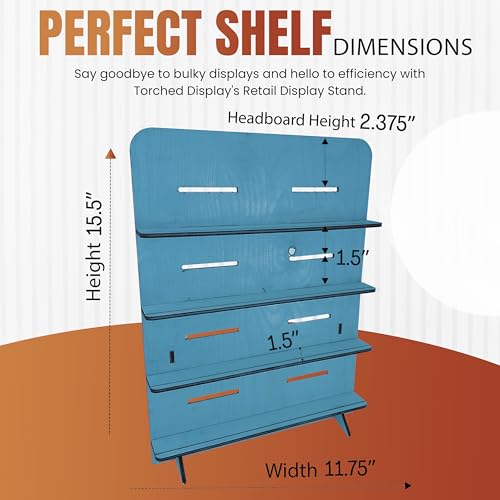TORCHED DISPLAYS Jewelry Holder Necklace Organizer | Earring Display Stands for Selling | 3-Tiered Wooden Jewelry Holder Stand for Shops, Boutiques, Festivals | Display Rack Wood Stand | Blue - color: Blue