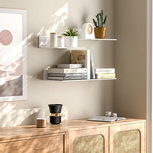 Sezanrpt 9 Inches Acrylic Wall Shelves 2 Pack, Floating Shelf for Wall Mounting, Acrylic Display Ledges for Funko Pop Figures, Home Décor, Living Room, Gaming Room, Plants(9 inch, White) - color: White, size: 9 Inch